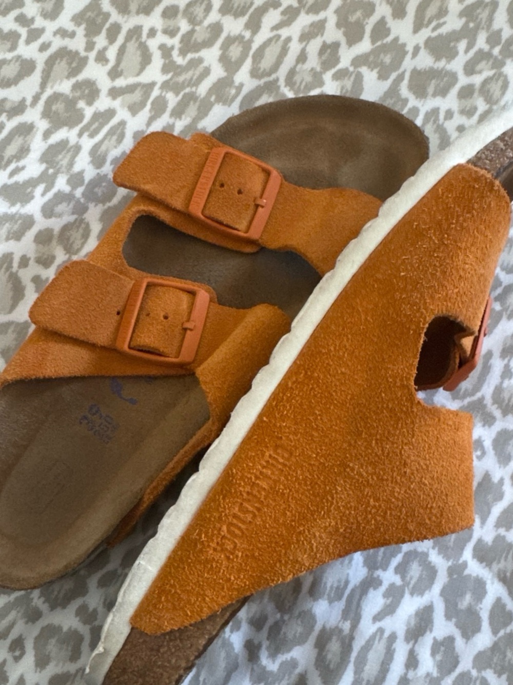 Birkenstock Orange Suede Double-Buckle Sandals
